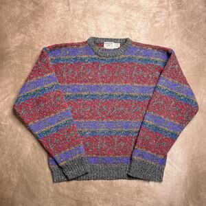 Oakland Ltd. Sears Vintage Geometric Print Sweater Wool Blend Knit Multicolor